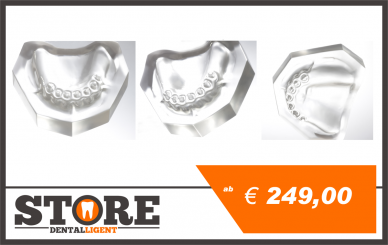 OK-Modell aus klarem oder rosa Acryl , Zahnstatus 14-23 für Kronen, Teleskope oder Modellguss. 