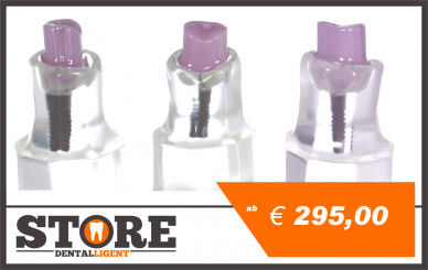 single stump model including abutment / primary telescope in pink zircon for presentations and friction–test 