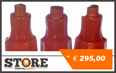 Einzelstumpfmodell inklusive Abutment/Primärteleskop in PINK PEEK für Präsentationen und Friktionstests. 