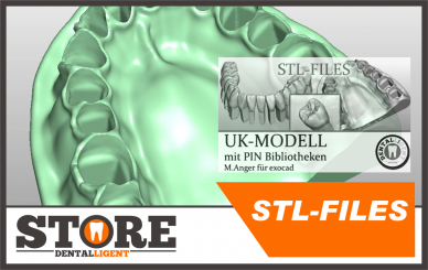 STL-FILES +  LIBRARY  - Upper jaw-MODELL with PIN- LIBRARY  for exocad by M. Anger 