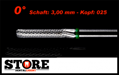 #08 - 0° - Feinfräser - 3,00 mm Schaft - 0,25 Kopf - grün/mittel 