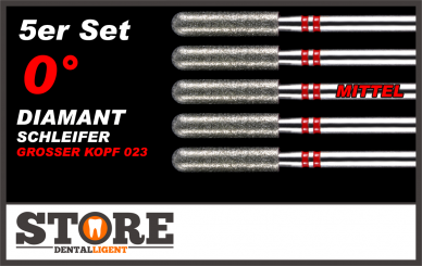 #02 - 0° - Diamant-Schleifer - 5er Set - rot/mittel - Kopf 0,23 