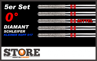 #07 - 0° - Diamant-Schleifer - 5er Set - rot/mittel - Kopf 0,17 