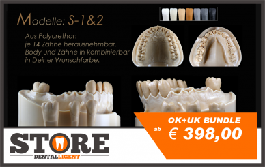 DEMO Modell S-3-OK +  UK BUNDLE mit je 14 anatomischen, herausnehmbaren Zähnen 