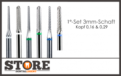 #18 - 1° - Konusfräser SET - 3,00 mm Schaft - 0,29  & 0,16 Kopf 
