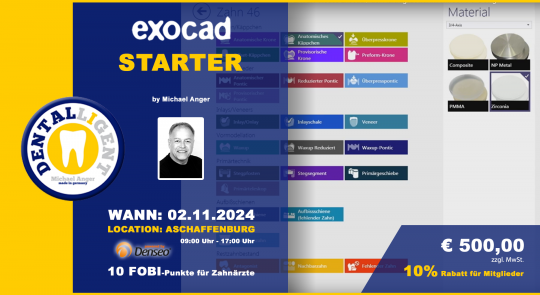 02.11.2024 - EXOCAD - STARTER - "AKTIV WORKSHOP" mit 10 PC´s -DENSEO GmbH 
