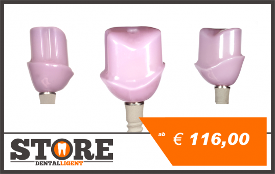PINK ZIRCONIUM telescopic-abutment with 0 ° -angled milling, included adhesive, base material and processing. 
