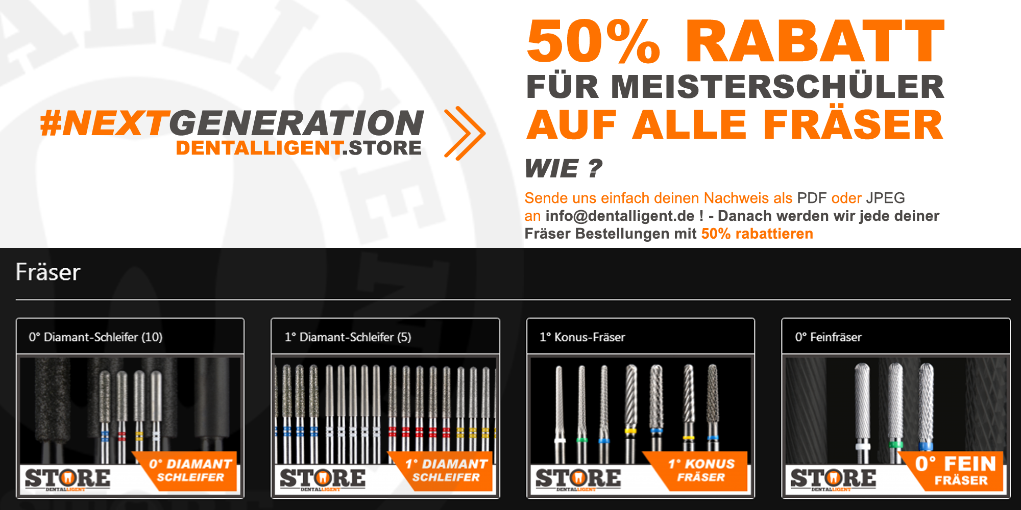 Dentalligent.store | 1° - Konusfräser SET & Fräserständer | online kaufen